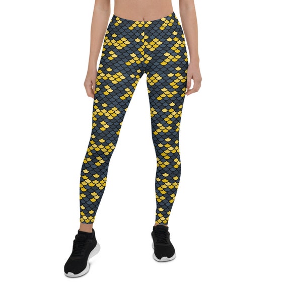 Leggings de sirena para mujeres feat. Gris oscuro y amarillo | Etsy México