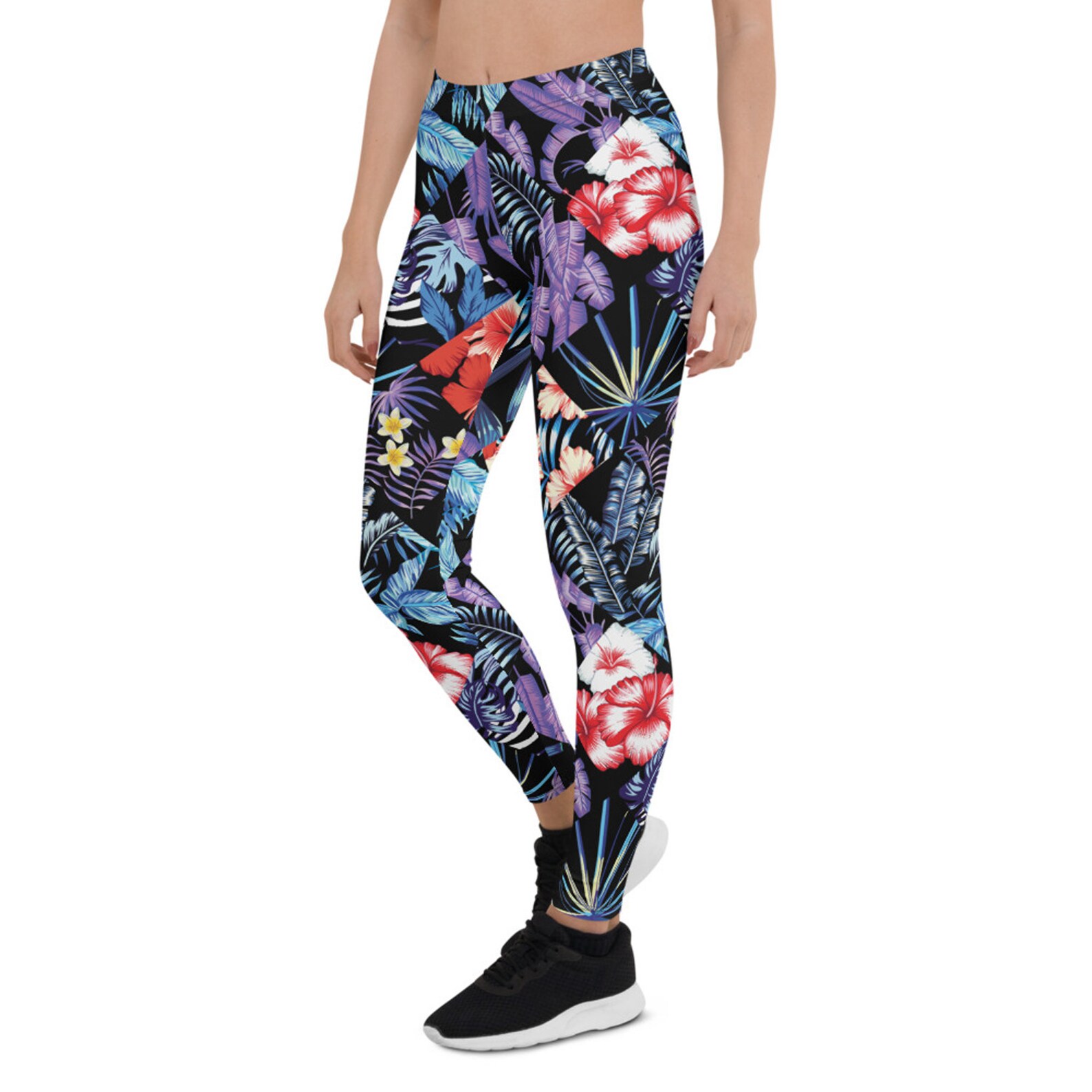 Women’s Mid-Rise Full-Length Leggings - Pineapple Paradise - Hibiscus Blush