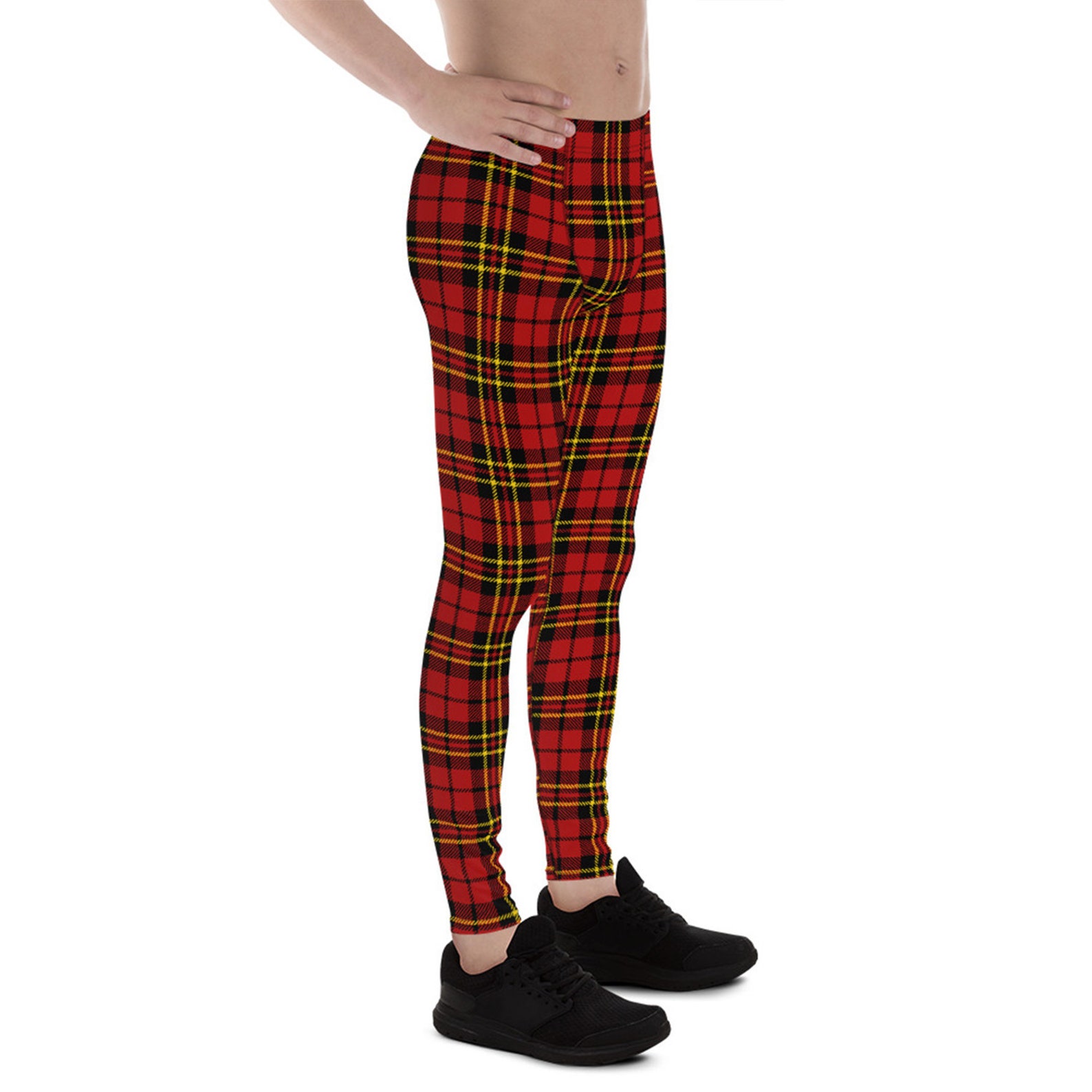 Tartan Brown Plaid Men's Leggings main image 0
