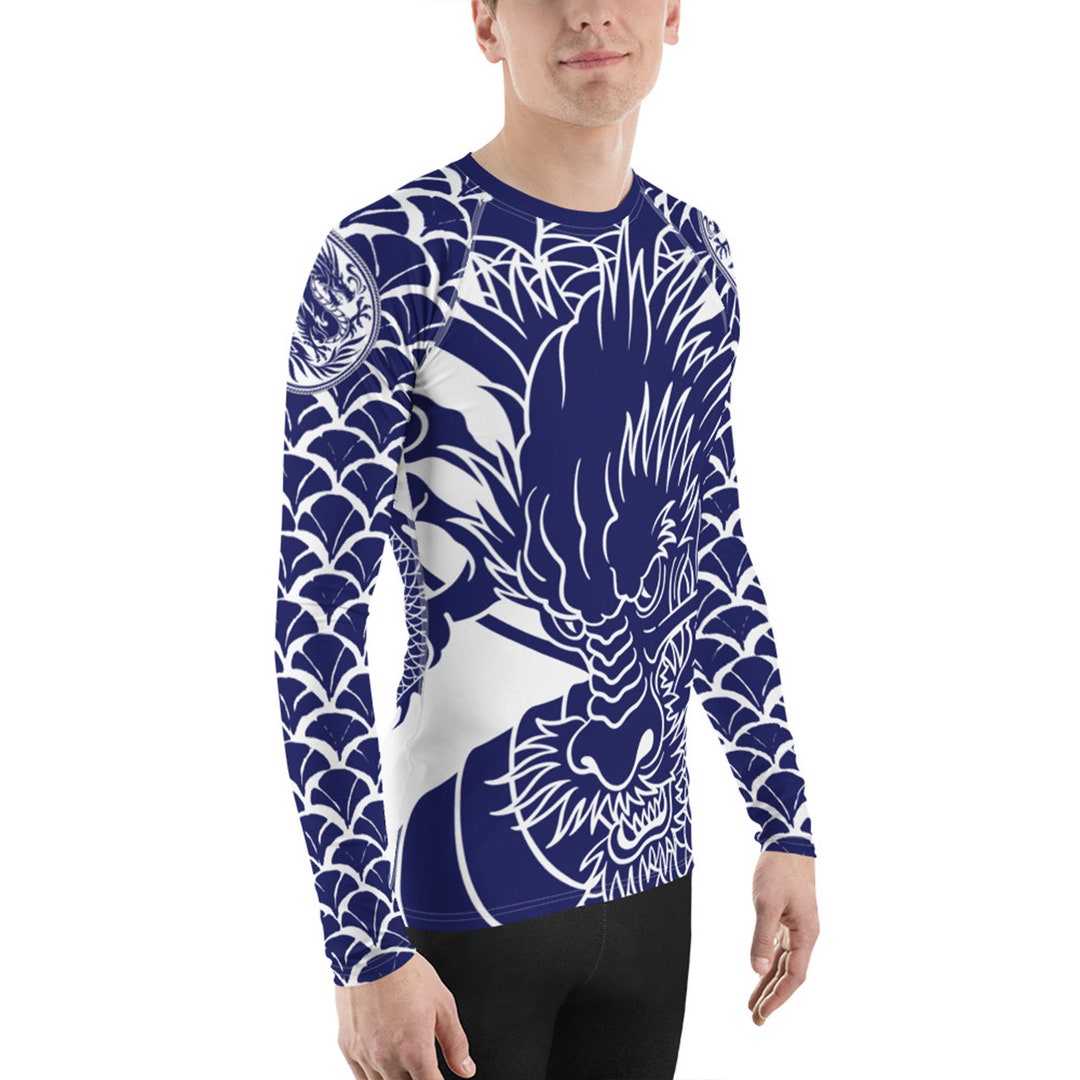 Mens Rash Guard - Japanese Dragon Tattoo Design With All Over Print ...