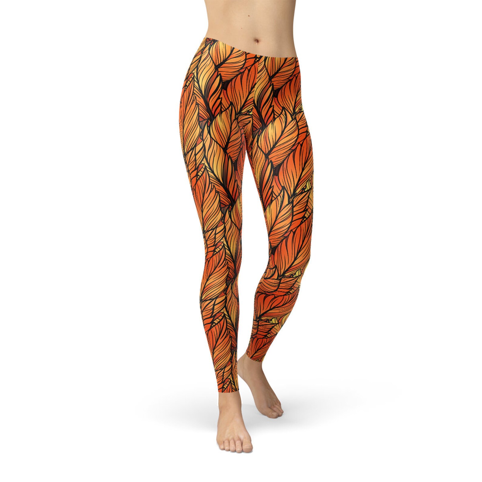 Fall Leaves Leggings Fall Colored Leggings Fall Themed - Etsy