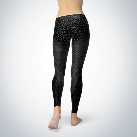 Carbon Fiber Black Yoga Leggings Black Print Pattern Leggings, Carbon Fiber  Tights, Carbon Fiber Leggings, Carbon Fiber Yoga Pants 