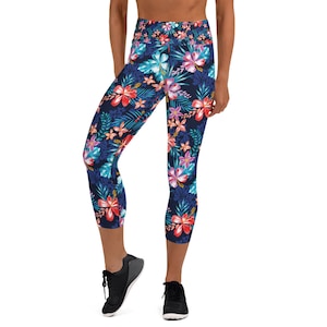 Abstract Spiral Yoga Capri Leggings for Women Unique Colorful Art All Over  Print Womens High Waisted Capris Perfect for Running & Crossfit 