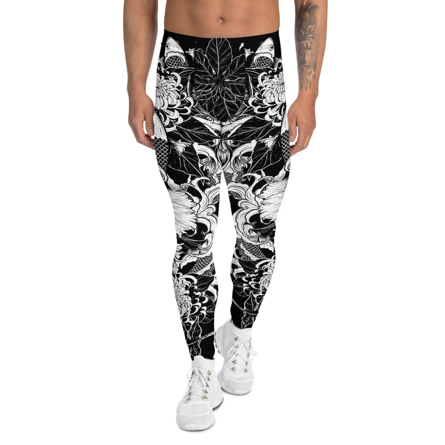 Mens Leggings Meggings All Over Print Yellow and Gray Camouflage Printed  Leggings, Perfect Workout Leggings for Running, MMA, Judo, Yoga 