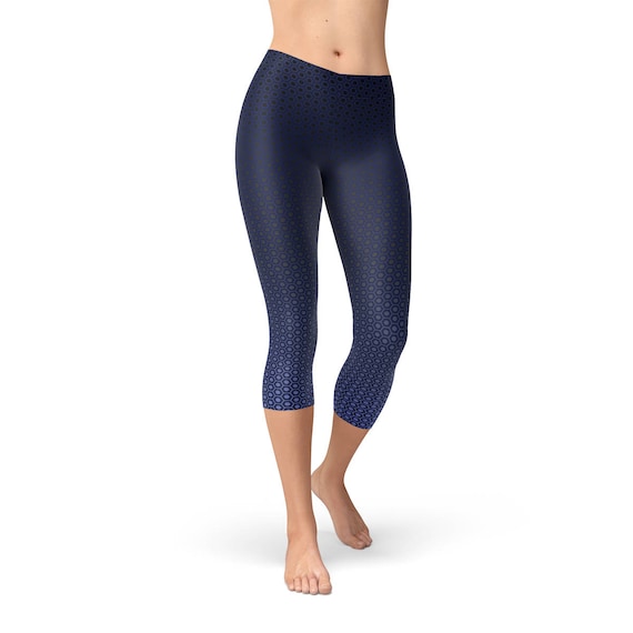 Ombre Hexagon Sports Capri Leggings Women's Workout Capri, Women's