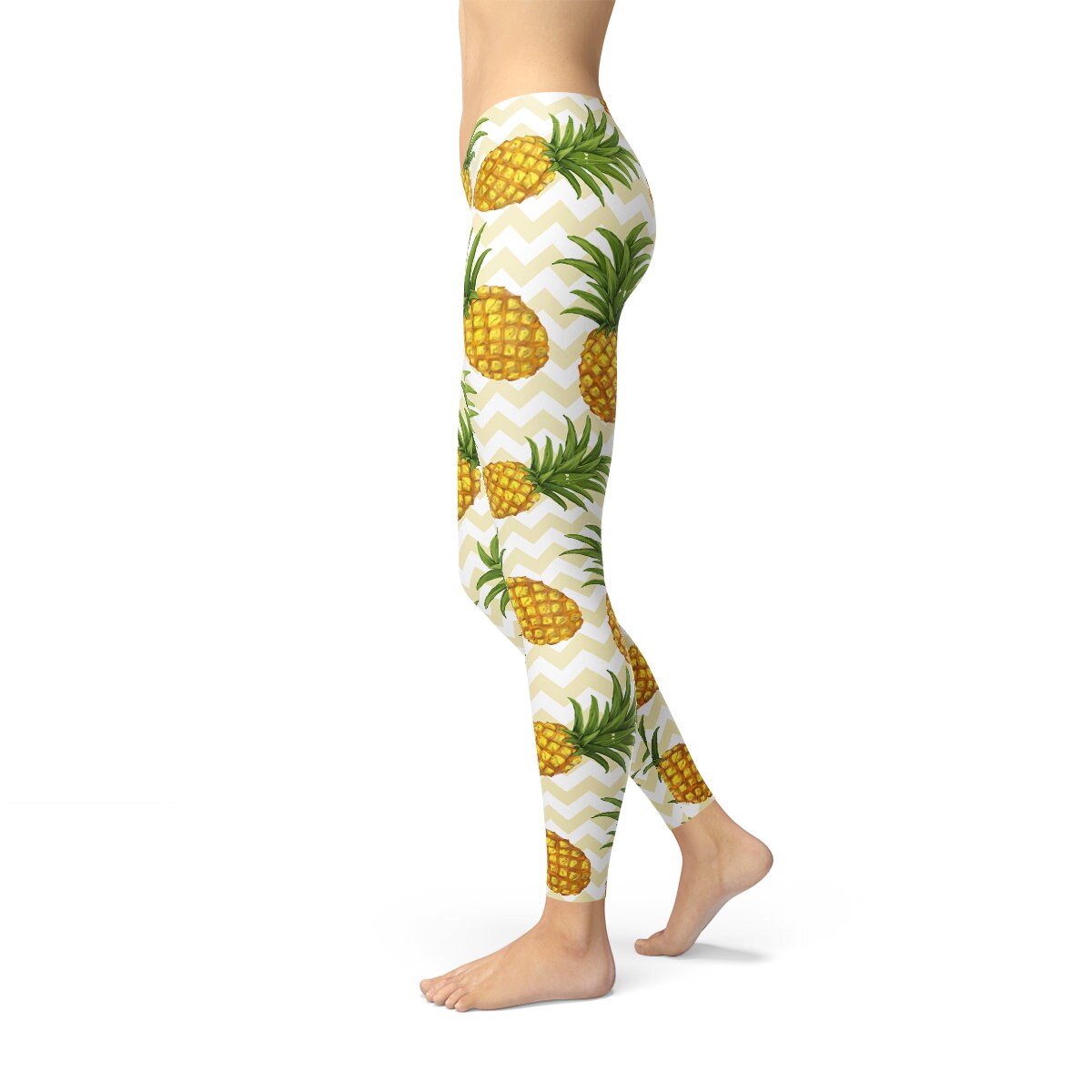 Pineapple Leggings White - Womens Pineapple Leggings, Pineapple Workout Leggings