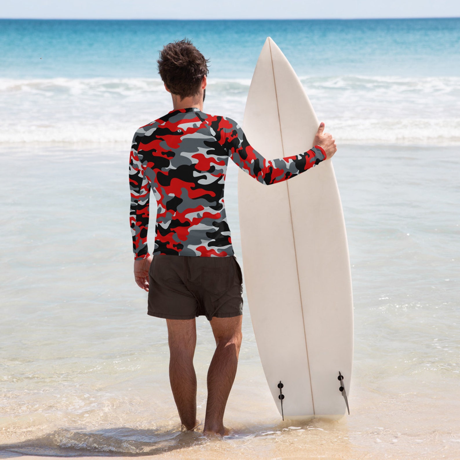 Red Camouflage Rash Guard for Men Long Sleeve Rash Guards W - Etsy