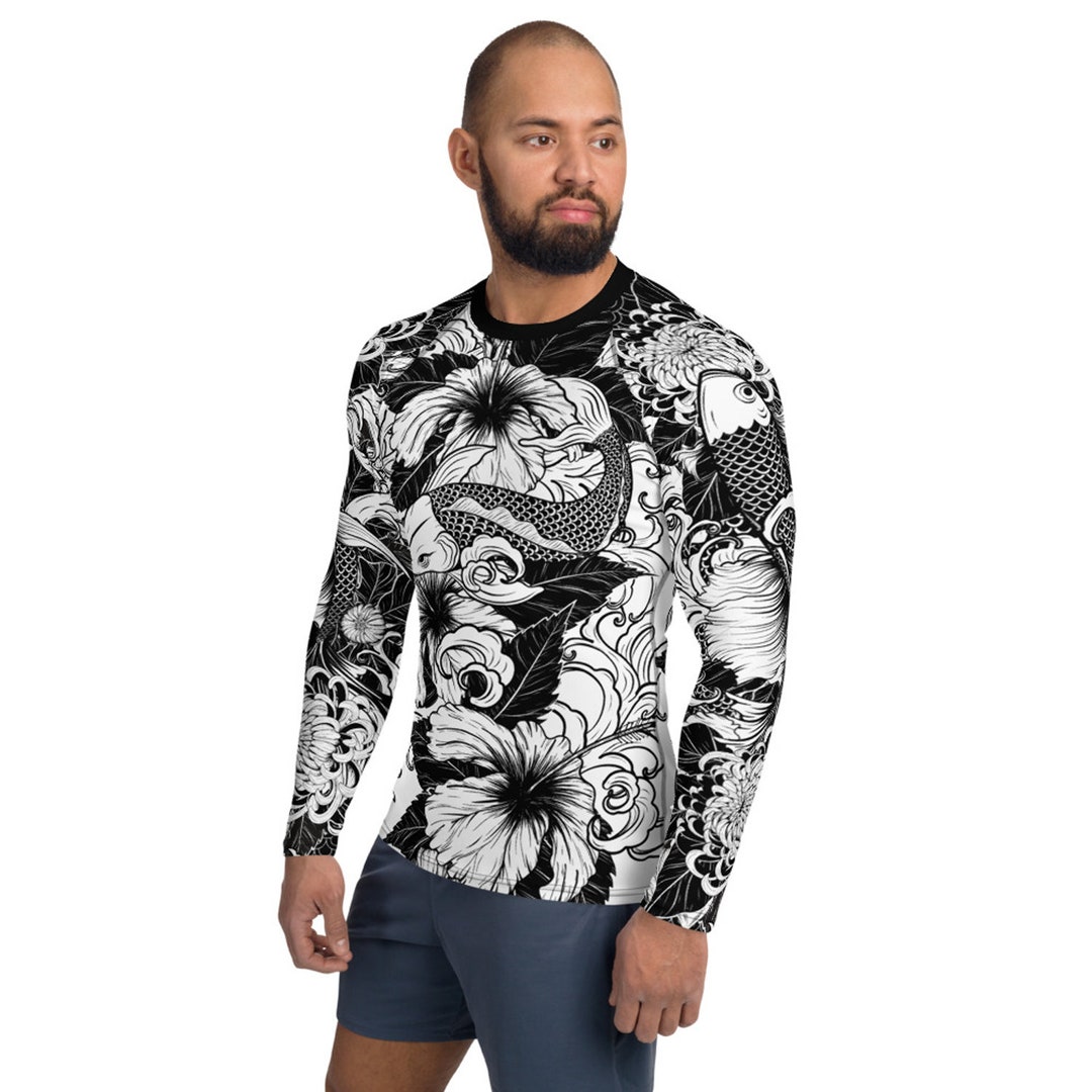 Koi Fish Rash Guard for Men Long Sleeve MMA / BJJ Rash Guards Japanese