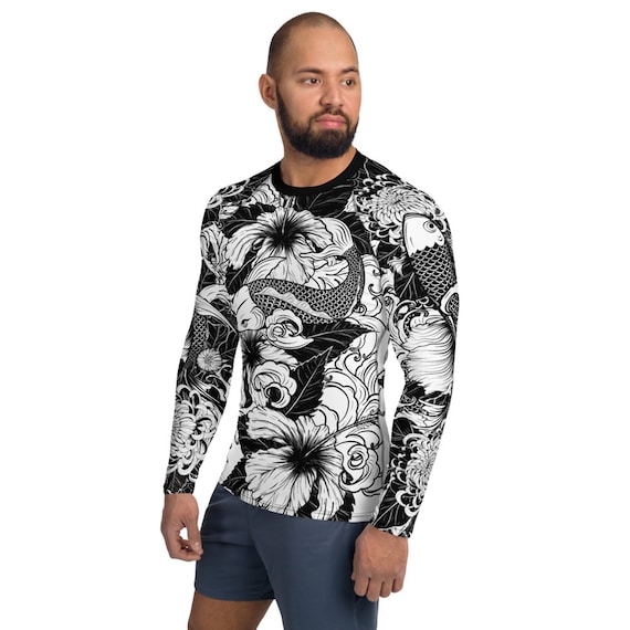 Koi Fish Rash Guard pour Homme Manches Longues MMA / BJJ Rash Guards  Tatouage Japonais / Illustration Print Protection Solaire UPF Swim Shirt -   France