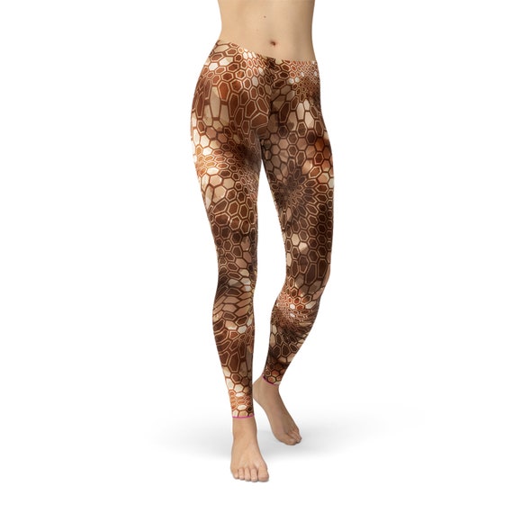 Snake Skin Leggings for Women Printed Brown Workout Pants With Snakeskin  Hexagon Pattern Print Perfect for Yoga, Crossfit and Running 