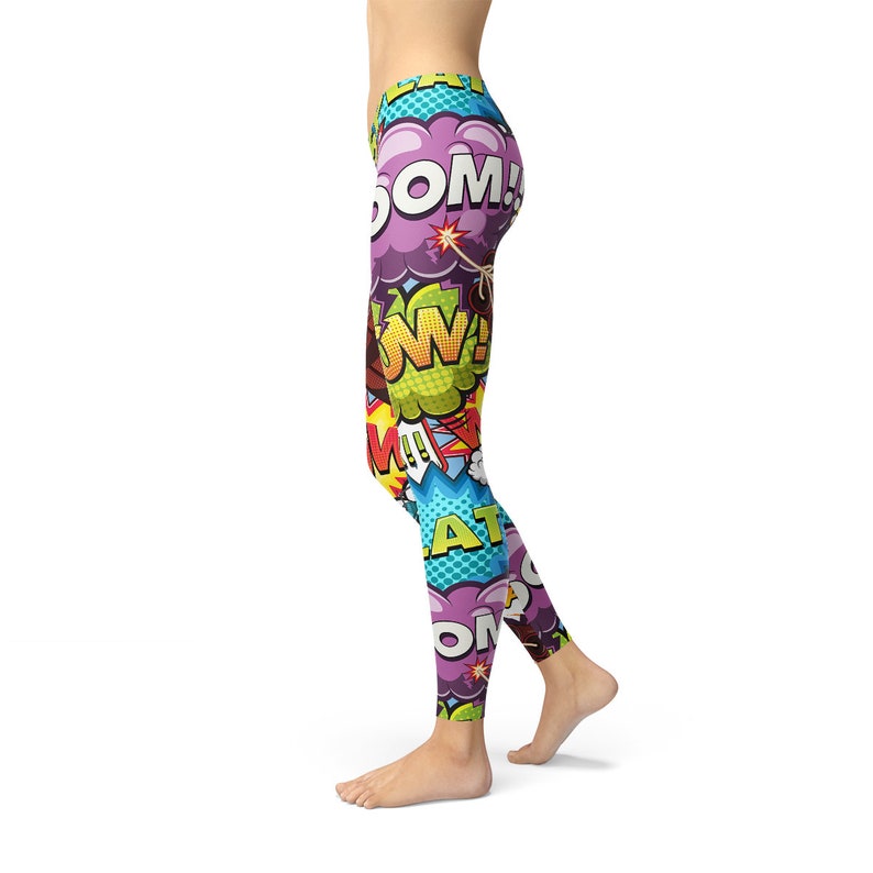 Comic Print Leggings Comic Book Leggings Comic Book Workout Etsy