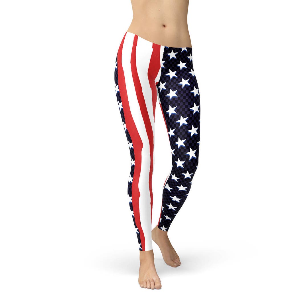 Fourth of July Leggings USA Flag Leggings, Independence Day