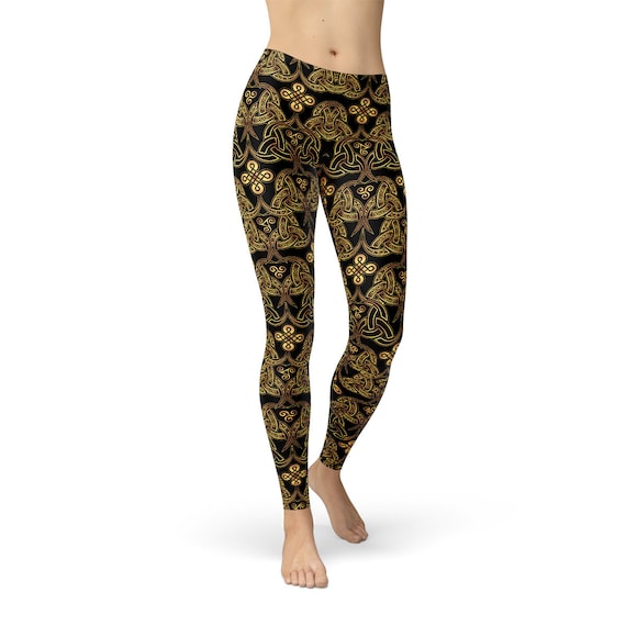 Celtic Cross Leggings for Women All Over Print Black Leggings W