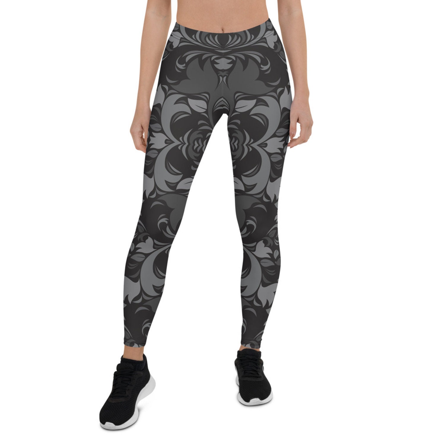 Grey floral leggings sales