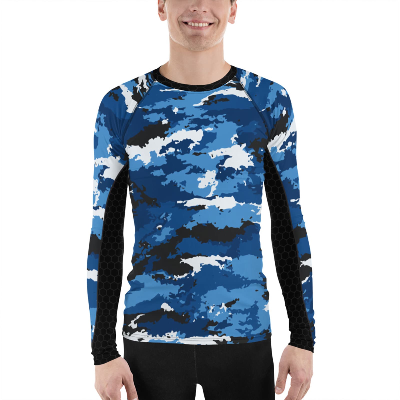 Mens Rash Guard Long Sleeve Blue Camo Rashguard With - Etsy UK