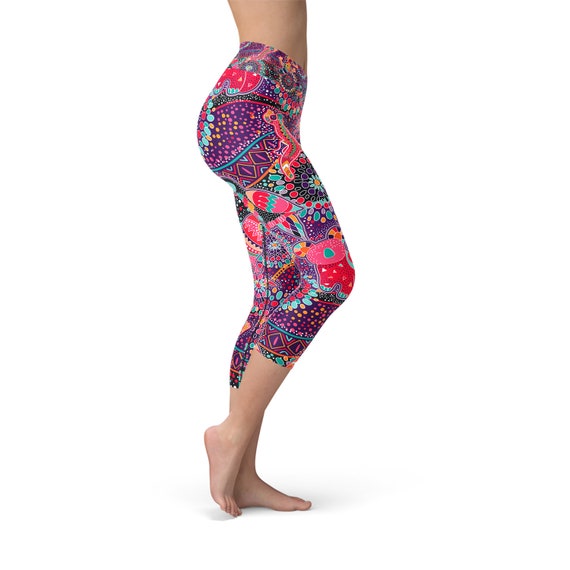 Australian Indigenous Carpi Yoga Pants High Waist Capri Leggings