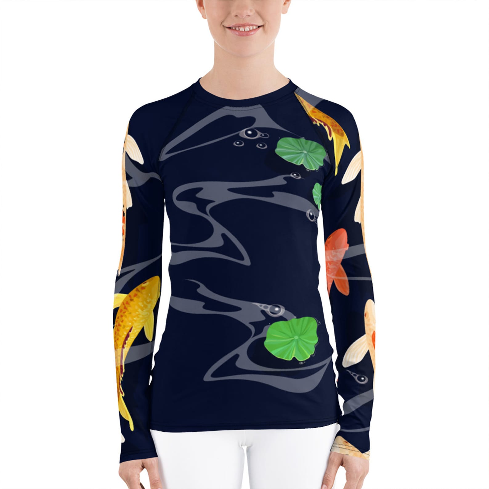 Womens Koi Fish Long Sleeve Rash Guard All Over Print School Etsy España