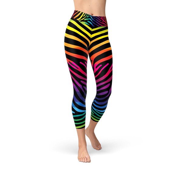 Rainbow Zebra High Waist Yoga Capri 