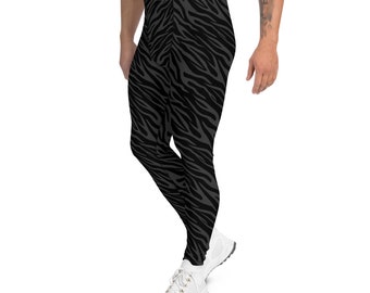 Leggings zebrati neri per uomini in vita media in vita intera