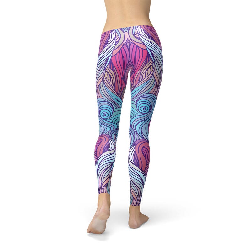 Purple & Blue Spiral Women Leggings Stylish Yoga Leggings - Etsy