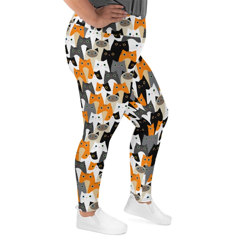 Cat Leggings For Women Plus Size High Waisted Yoga Pants w All Over Print Cute Cats Non See Through Perfect Gift For The Crazy Cat Lady