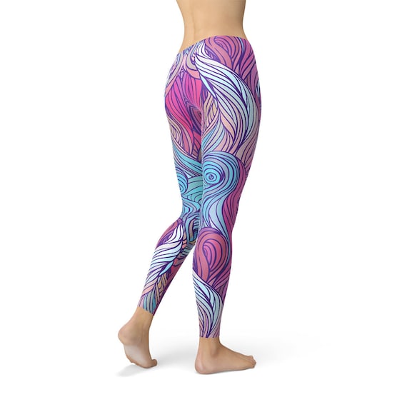 Purple & Blue Spiral Women Leggings, Stylish Yoga Leggings, Patterned  Leggings, Sexy Leggings, Trendy Leggings for Yoga, Crossfit, Aerobics -   Canada