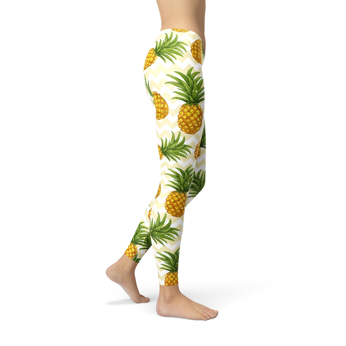 Pineapple Leggings White - Womens Pineapple Leggings, Pineapple Workout Leggings