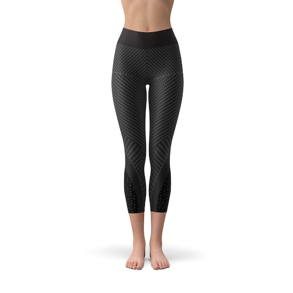 Buy Carbon Fiber Yoga Capri Leggings for Women High Waistband Mid