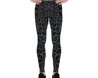 Mens Leggings-Meggings-Black Panther/Leopard/Cougar Pattern Print in a Animal Print Great Leggings For Men in BJJ, MMA, and Crossfit