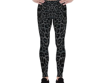 Mens Leggings - Meggings - Black Panther / Leopard / Cougar Pattern Print in a Animal Print Great Leggings For Men in BJJ, MMA, and Crossfit