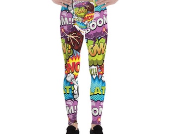 Mens Leggings - Meggings - Popart Leggings, Wear As Halloween Leggings Or Workout Leggings, Perfect Training Pants for BJJ, MMA, Crossfit