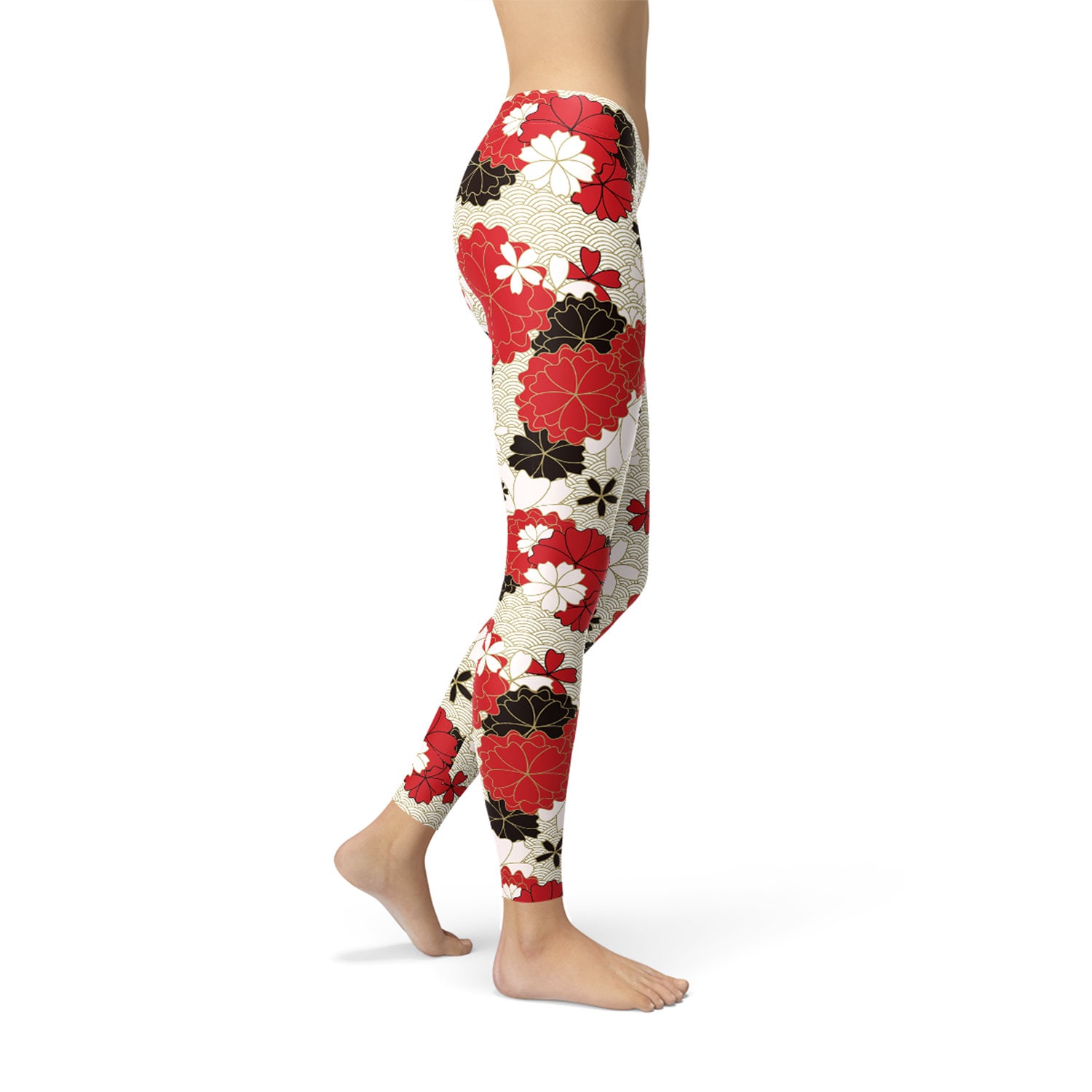 Cherry Blossom Sakura Blue Pattern Print Pattern Women Leggings
