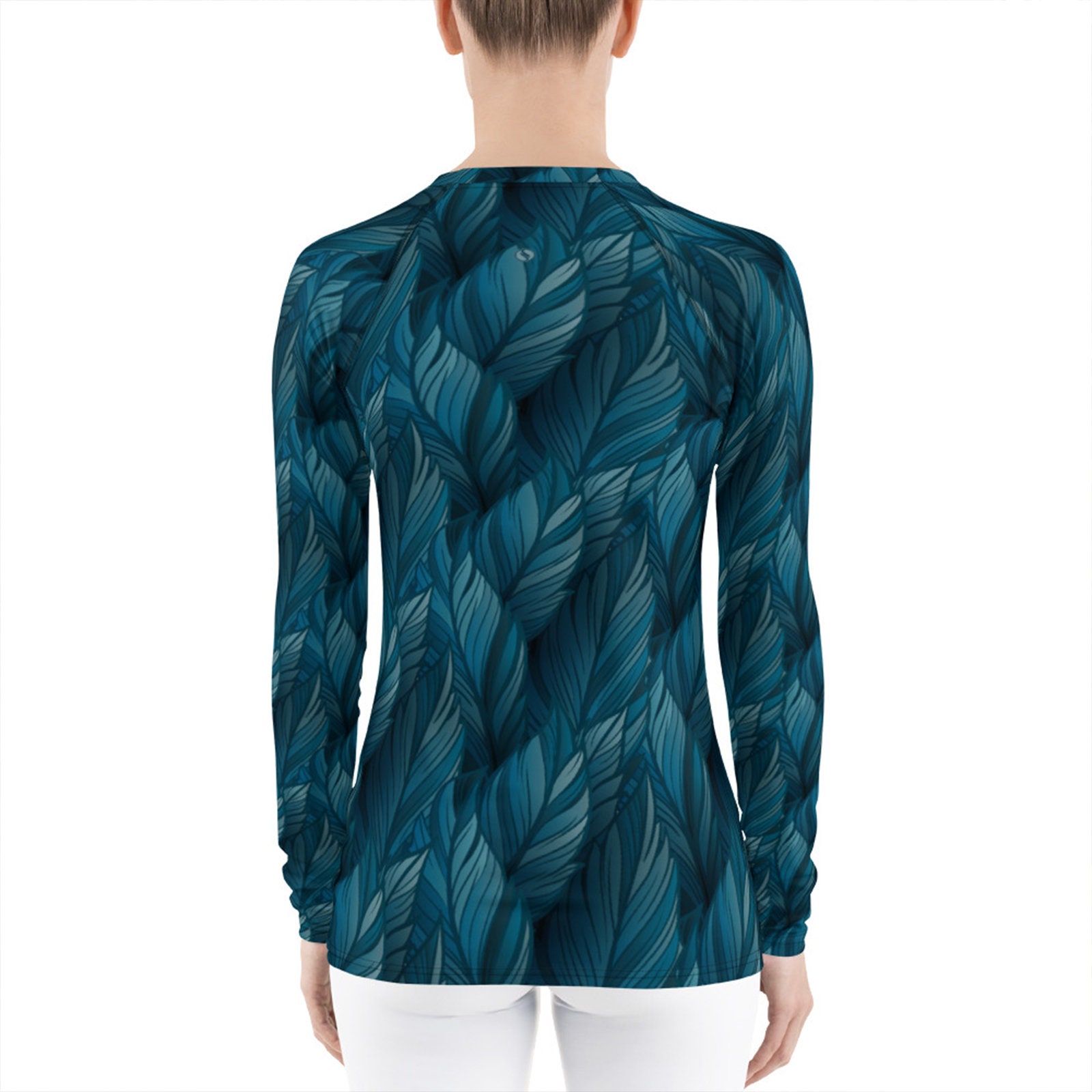 Feather Rash Guard for Women - Womens Long Sleeve Rashie With All Over ...