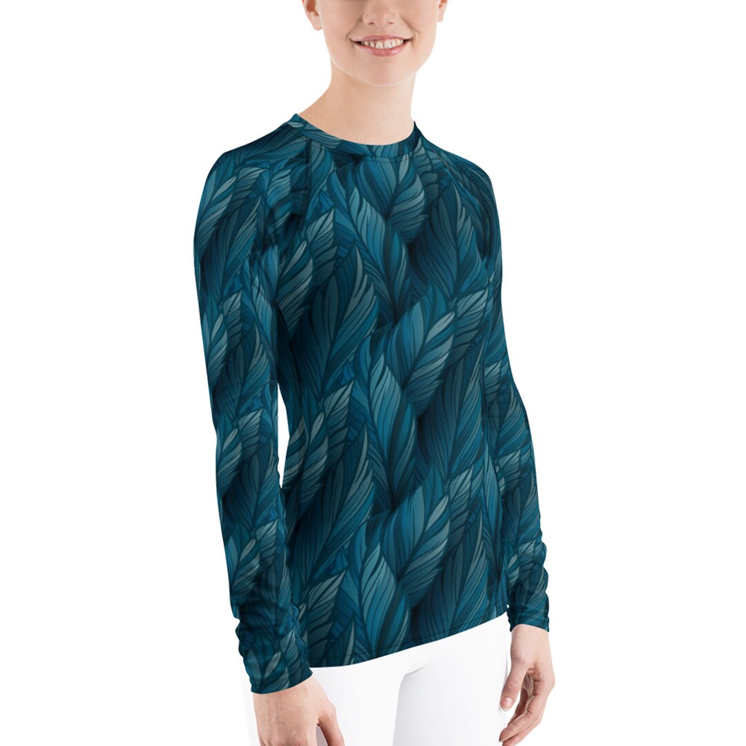 Feather Rash Guard for Women - Womens Long Sleeve Rashie With All Over ...