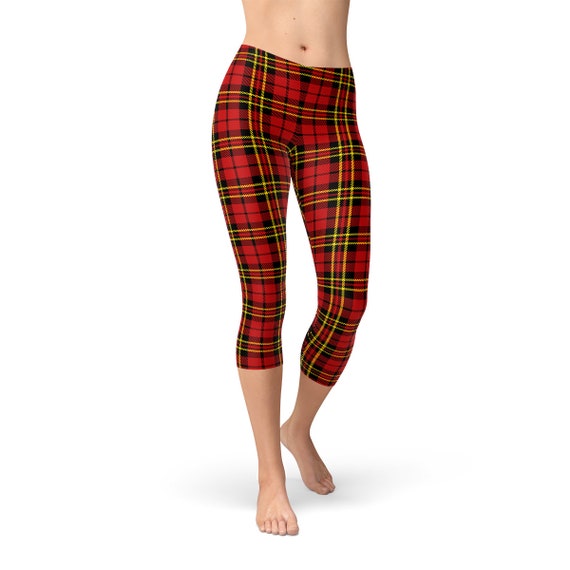 Red Plaid Capri Leggings Red Tartan Capri Leggings, Tartan Running Capris,  Tartan Capris Womens, Red Tartan Pants, Red Tartan Pants Punk 