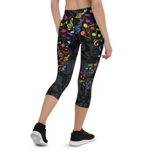 Guitar and Music Note Capri Leggings main image 0