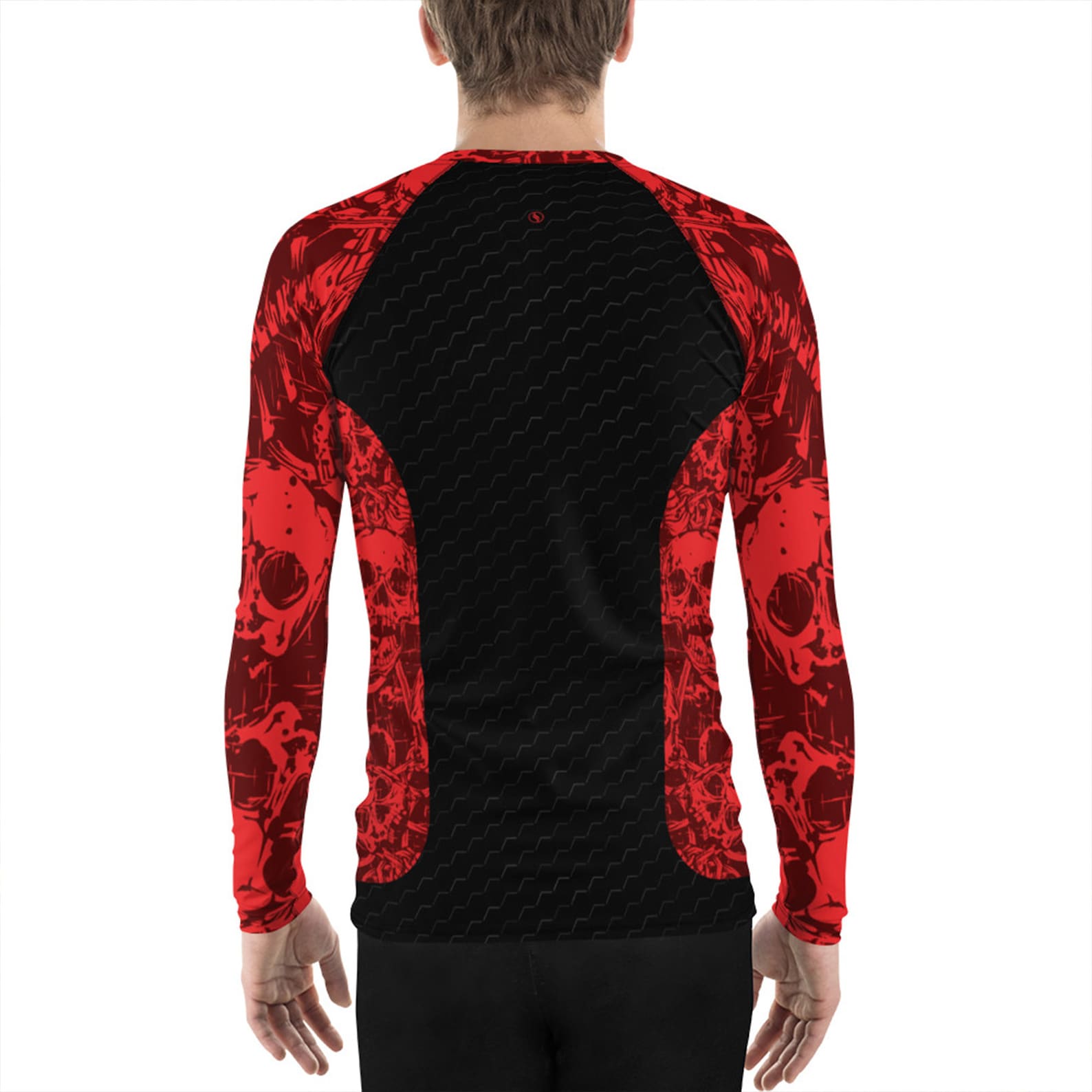 Mens Rash Guard - Red Skulls and Crossbones Print Long Sleeve Rashguard ...