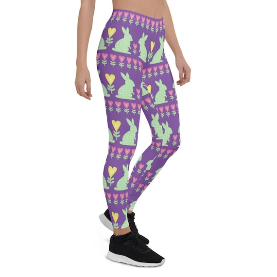 Buy Easter Bunny Leggings for Women Printed Purple Womens Yoga Pants W/  Rabbits, Flowers and Love Hearts Perfect for the Happy Easter Holidays  Online in India 