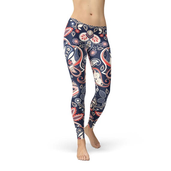 Blue paisley shop leggings