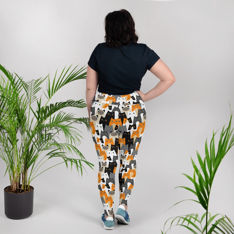 Cat Leggings For Women Plus Size High Waisted Yoga Pants w All Over Print Cute Cats Non See Through Perfect Gift For The Crazy Cat Lady