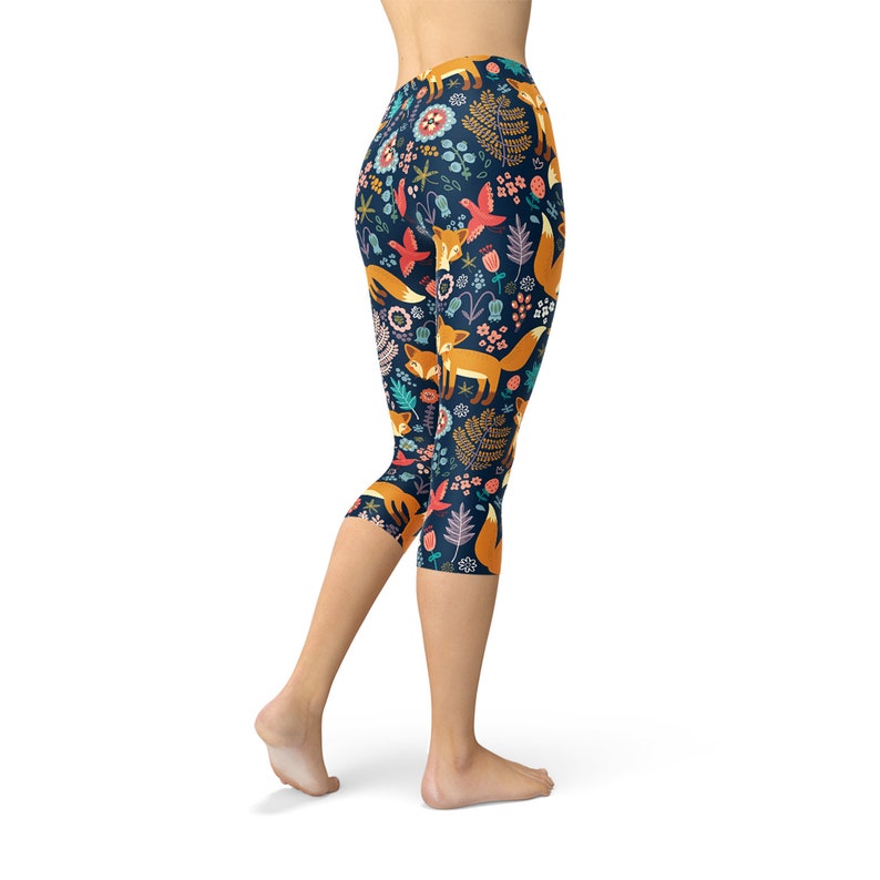 Fox Capri Leggings for Women Womens Navy Blue Capri Leggings Etsy