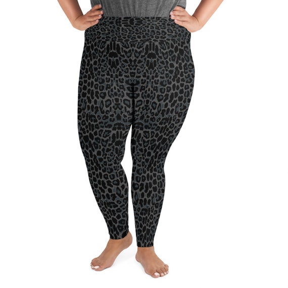 Black Leopard Spots Plus Size Leggings for Women High Waisted Pants W Black  Panther Print Non See Through Perfect for Yoga, Running Workout -   Canada