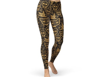 Sugar Skull Cat Leggings – Black Yoga Wear