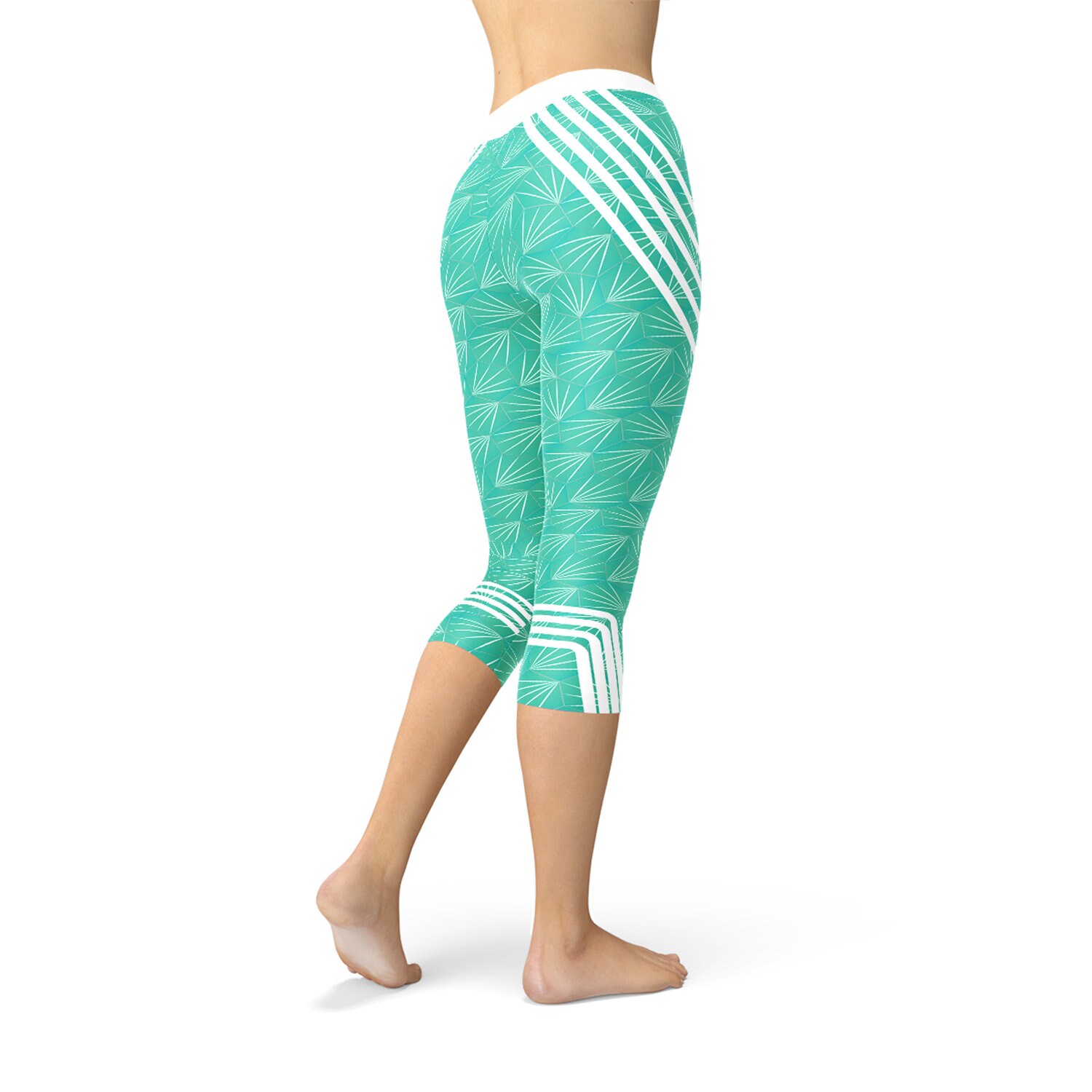 Turquoise Capri Leggings Womens Running 