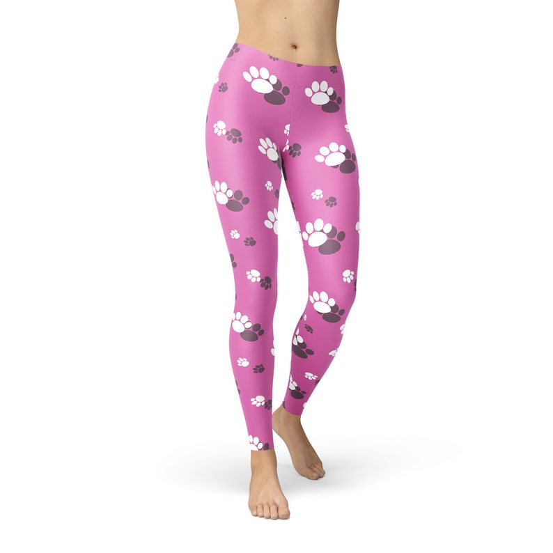 Pink Dog Paw Leggings Paw Print Leggings Dog Print Etsy