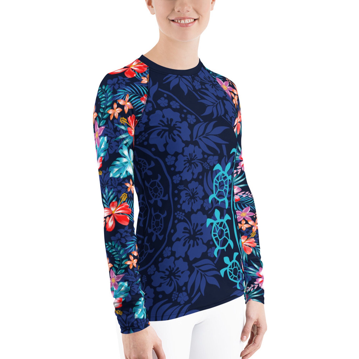 Women's Long Sleeve Rash Guard Hawaiian / Polynesian Floral