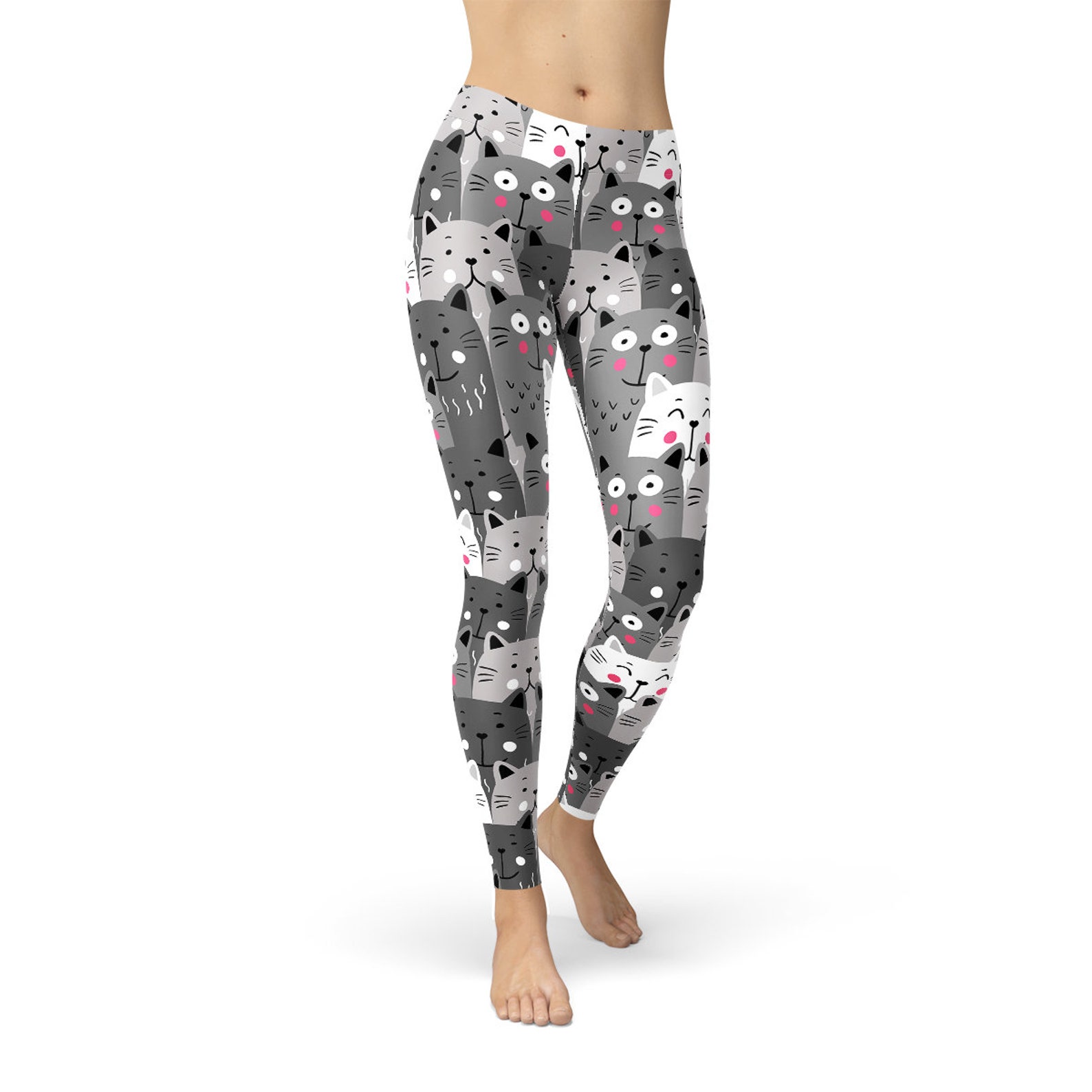 Cat Leggings for Women All Over Print Crazy Cat Lady Workout Etsy