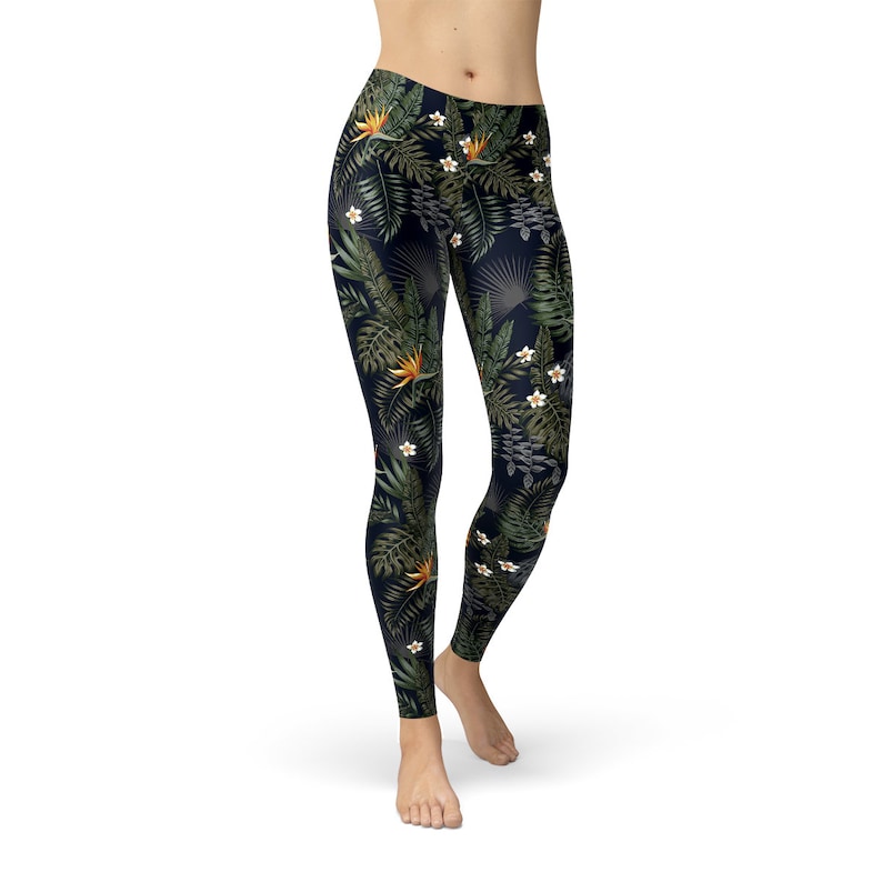 Womens Bird of Paradise Black Leggings main image 1