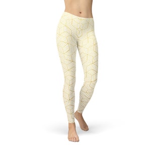 Geometric White Capri Leggings Seamless 