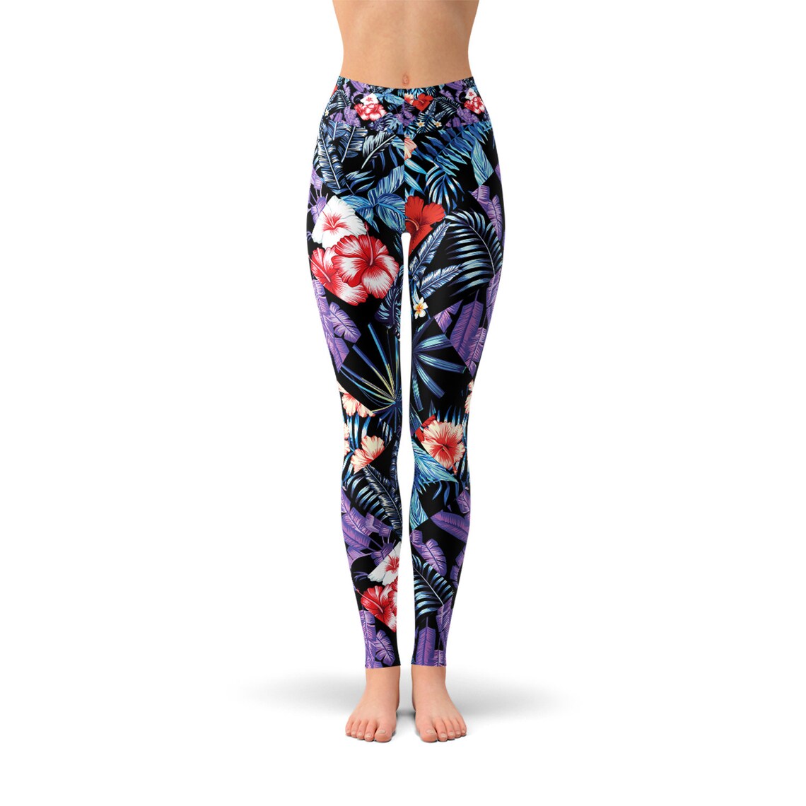 Hawaiian Hibiscus Floral Yoga Leggings for Women High Waisted Etsy UK